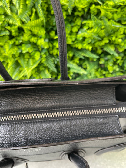 Celine Luggage Tote em Couro Preto
