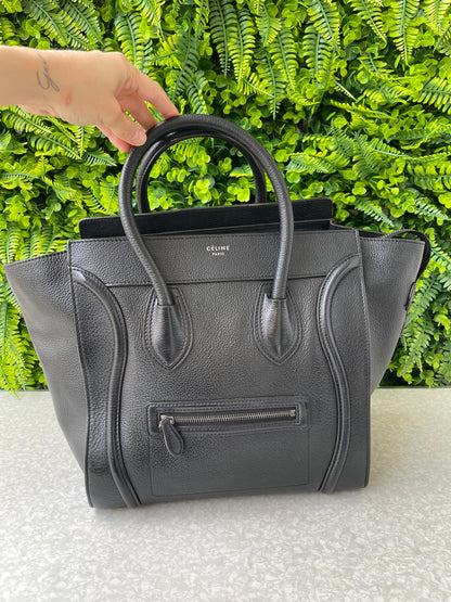 Celine Luggage Tote em Couro Preto