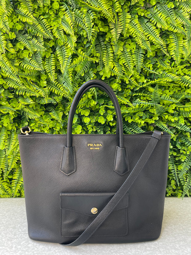 Prada Pre-Owned Saffiano Cuir Preta