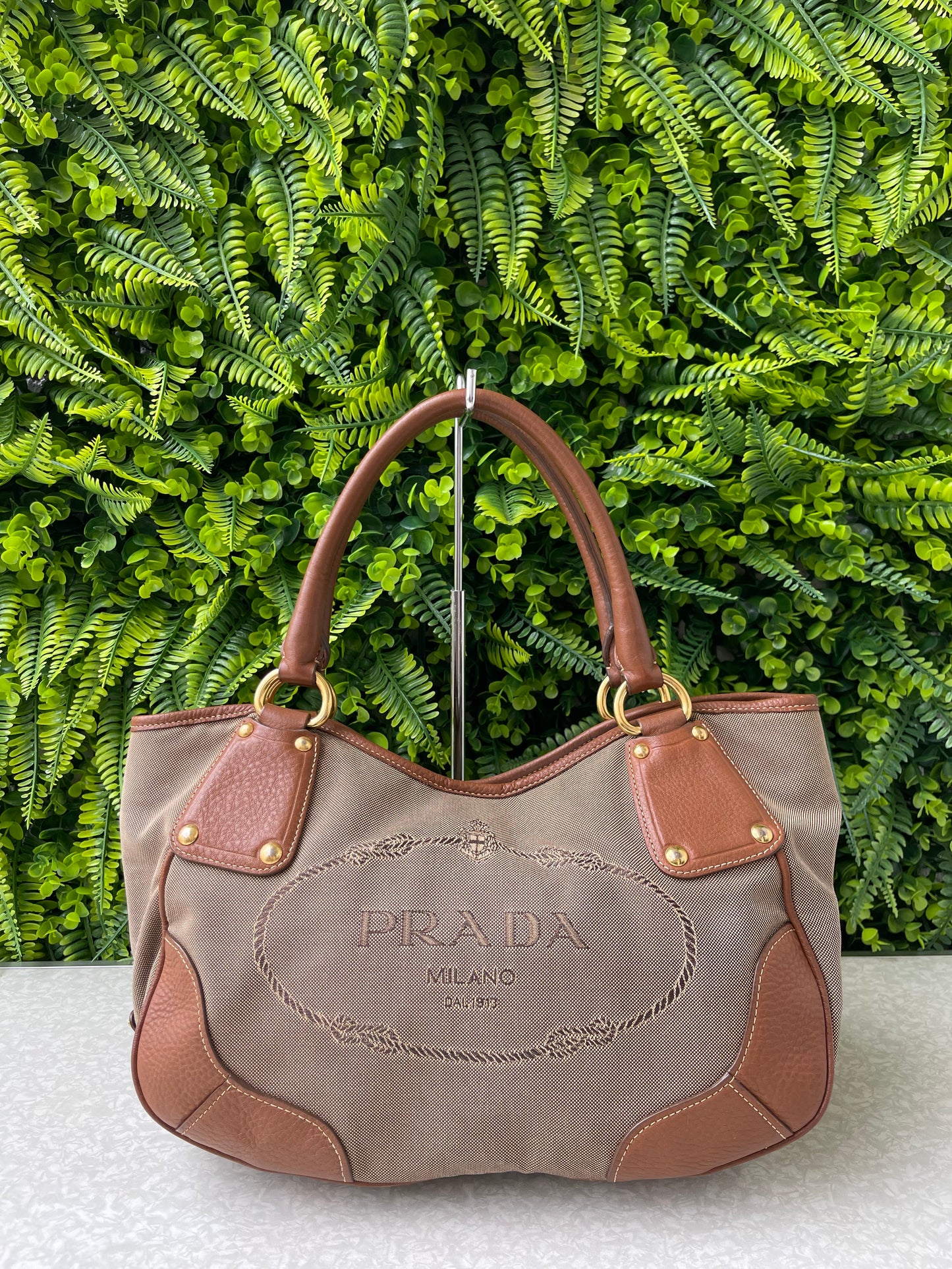 Prada Logo Jacquard Canvas