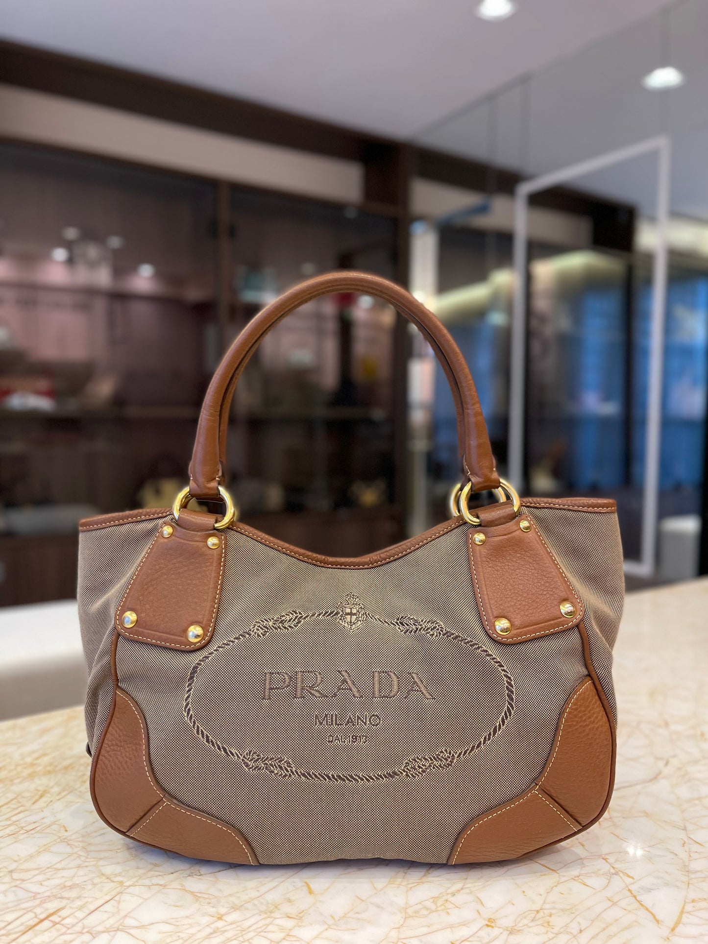 Prada Logo Jacquard Canvas