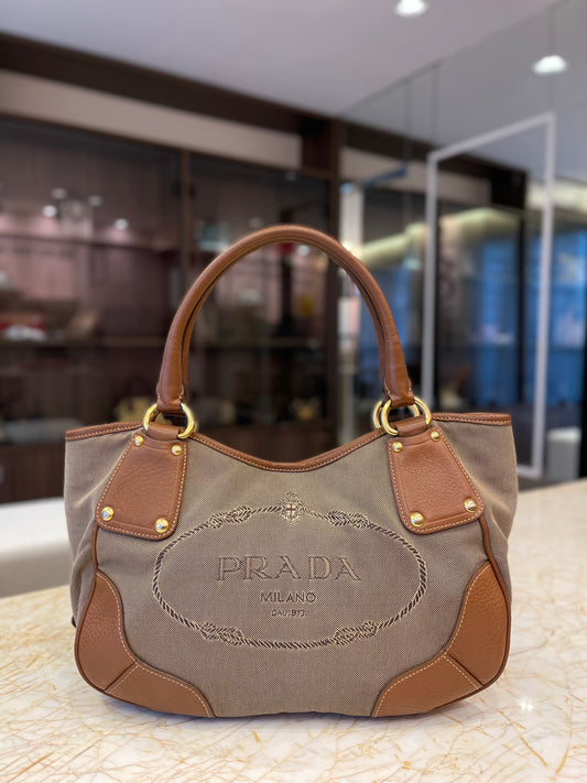 Prada Logo Jacquard Canvas