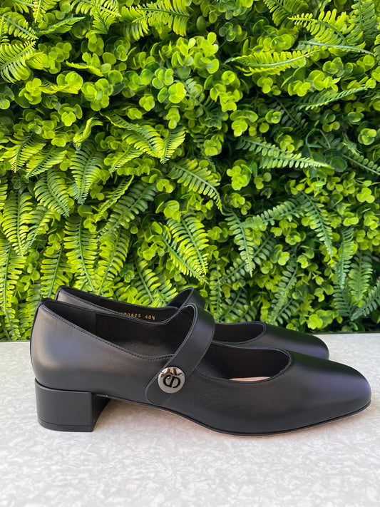 Sapato Christian Dior Mary Jane em Couro Preto