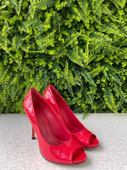 Peep Toe Gucci Verniz Vermelho