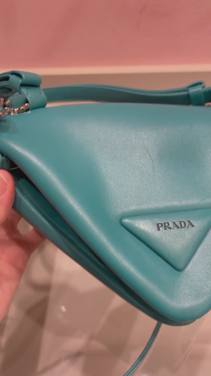 Prada Nappa Triangle Leather Verde