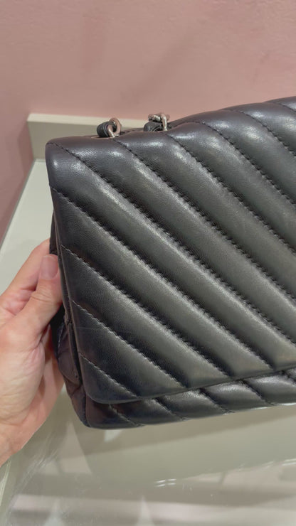Chanel Surpique Chevron Single Flap