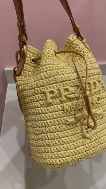 Prada Crochet Rafia Bucket
