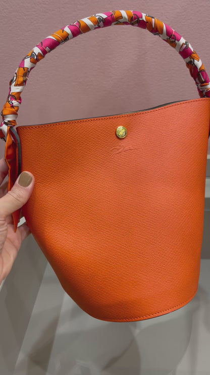 Longchamp Épure Bucket Laranja + Lenço