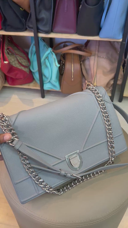 Christian Dior Diorama Couro Cinza