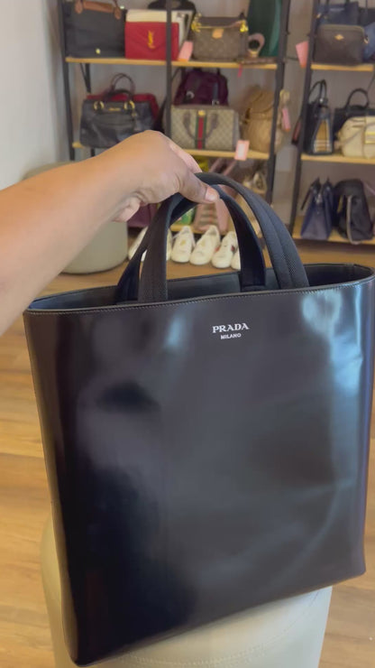 Prada Logo Stamp Tote Bag