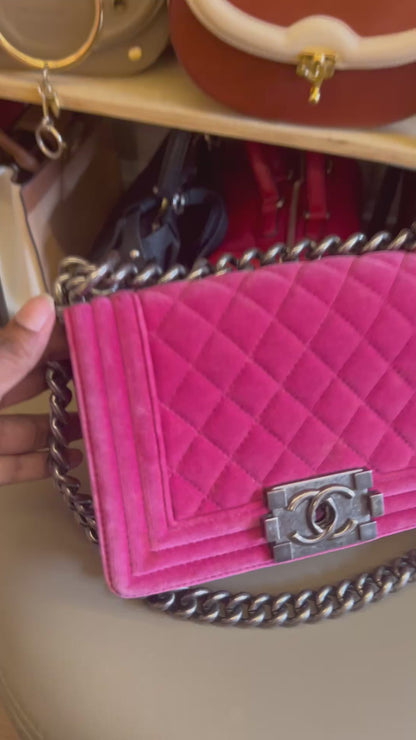 Chanel boy Velvet Small Pink