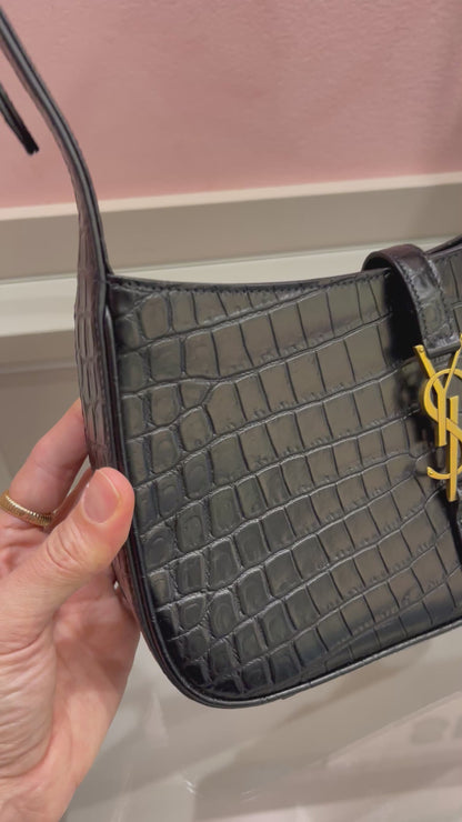 Saint Laurent 5 à 7 em Couro Croco Preto