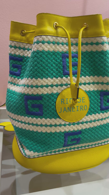 Mochila Gucci Rio de Janeiro em Crochê e Couro