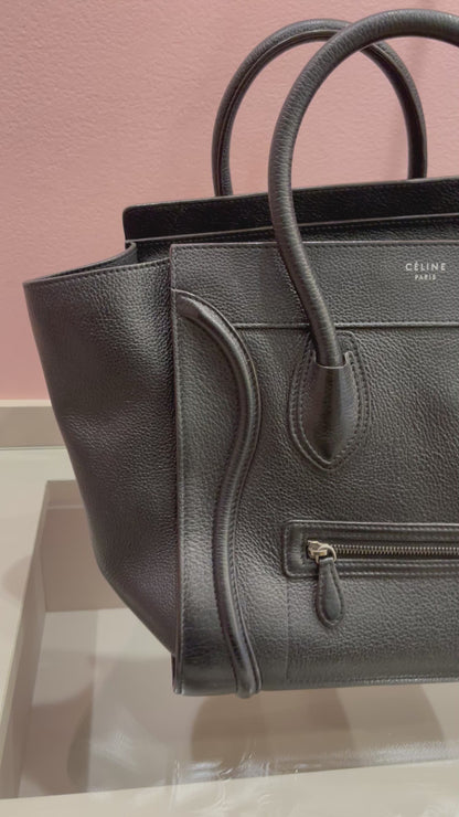 Celine Luggage Tote em Couro Preto
