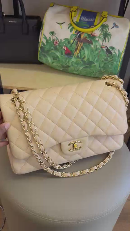 Chanel Double Flap Jumbo Nude