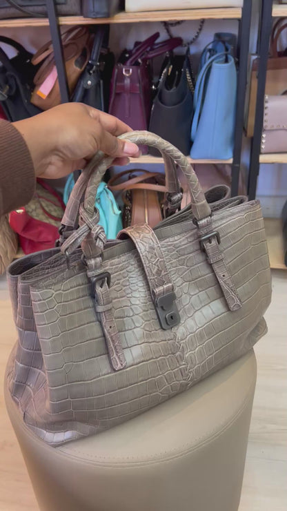 Bottega Veneta Roma Croco Cinza