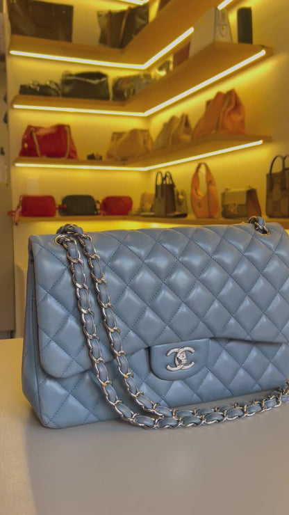 Chanel Double Flap Jumbo Azul