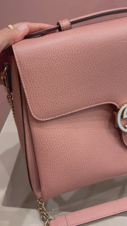 Gucci Interlocking G em Couro Rosa