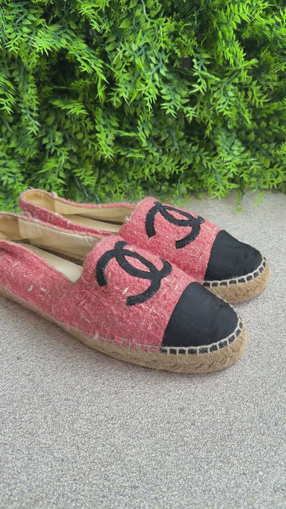 Espadrile Chanel Tweed Rosa