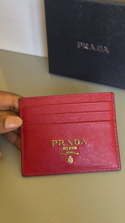 Porta Cartão Prada Saffiano Vermelho