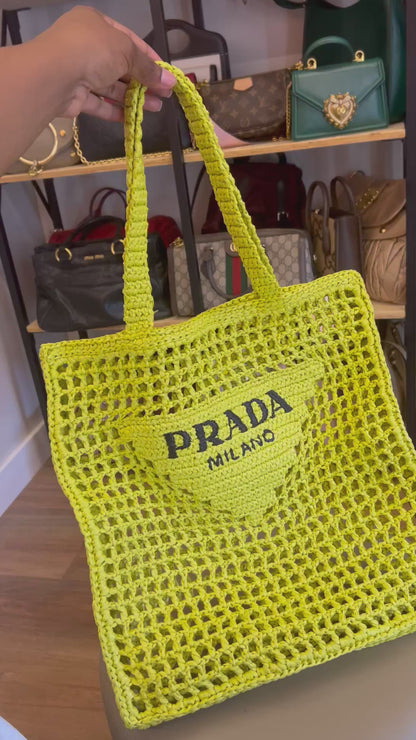 Prada Raffia Tote bag Verde