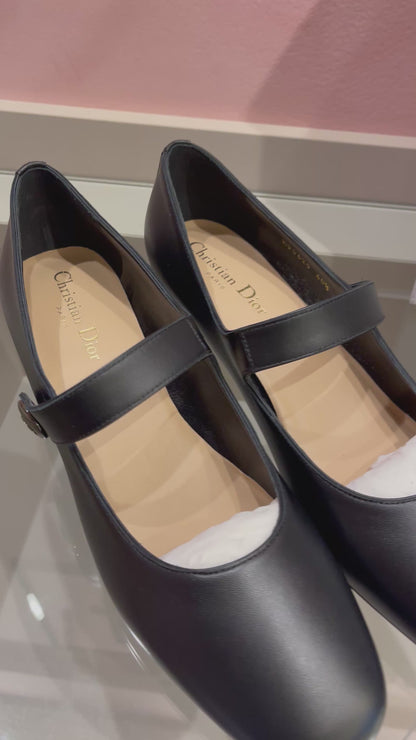 Sapato Christian Dior Mary Jane em Couro Preto