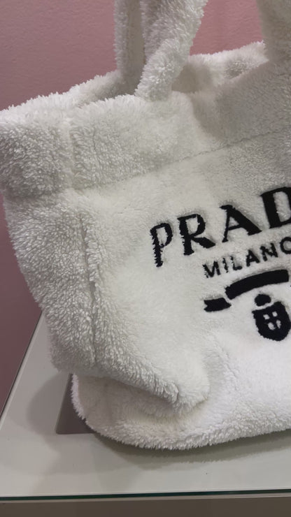 Prada Terry Cloth Logo Tote