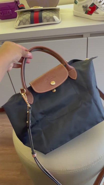 Longchamp Le Pliage Small Preta Com alça